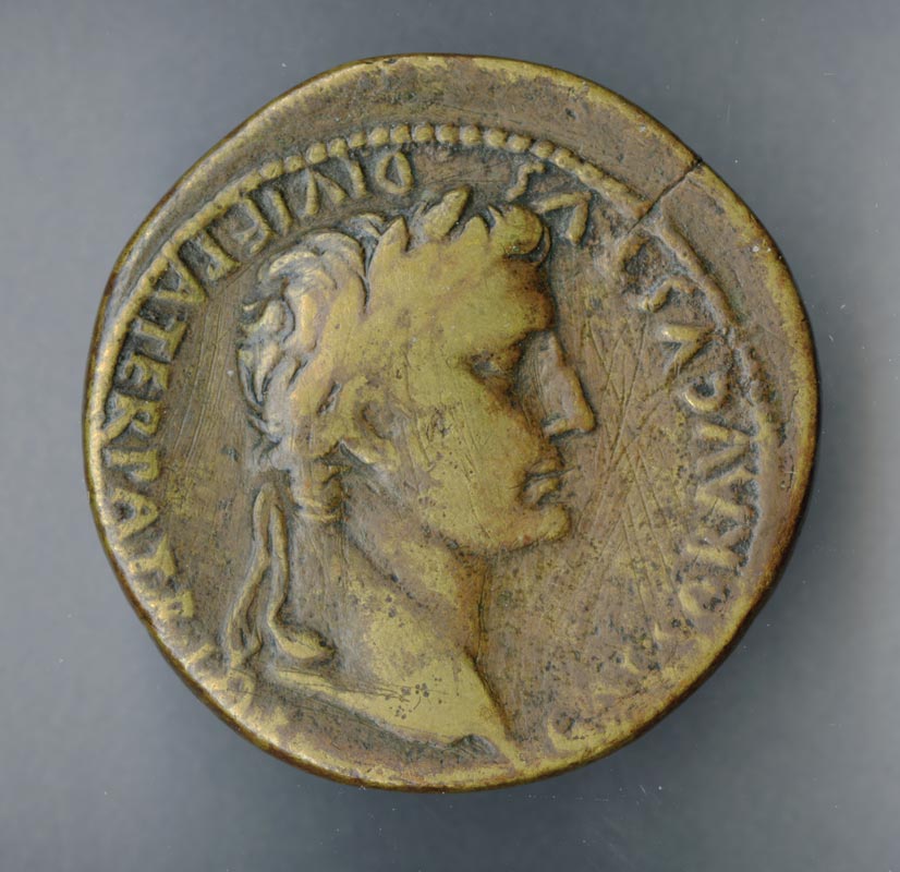 Bronze Sestertius with Head of Augustus (Obverse)