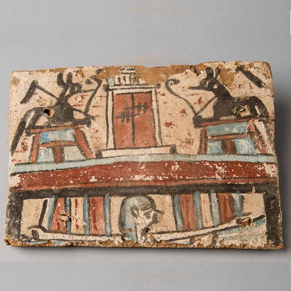 Coffin panel showing two jackal gods