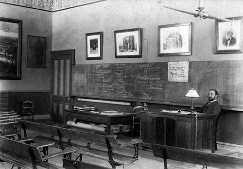 Francis Kelsey in a classroom
