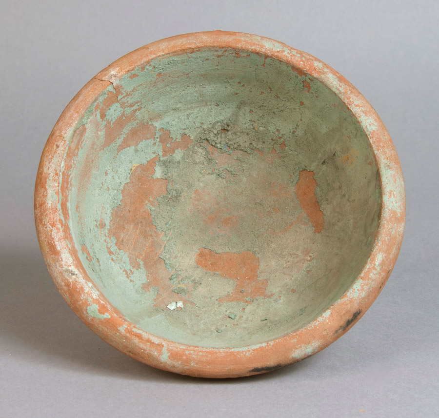 Bowl with green pigment