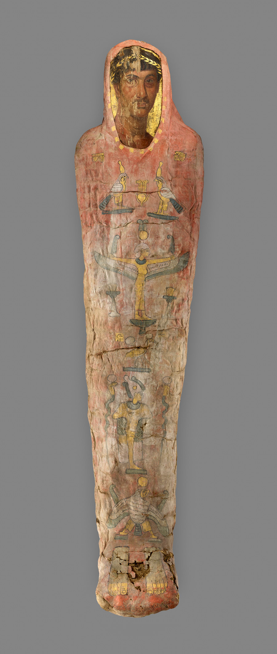 Mummy portrait with red shroud, Getty Museum.