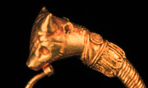 earring-detail of bull's head