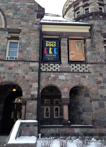 The exhibition banner on the Kelsey Museum façade