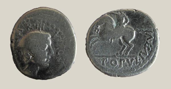 Denarius of Octavian as triumvir
