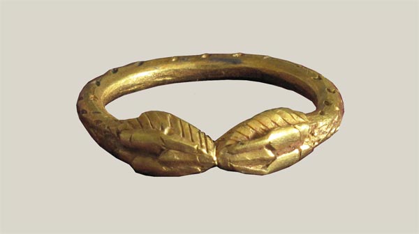 Double snake-head ring