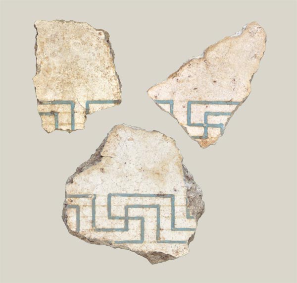 Three fragments of a meander pattern