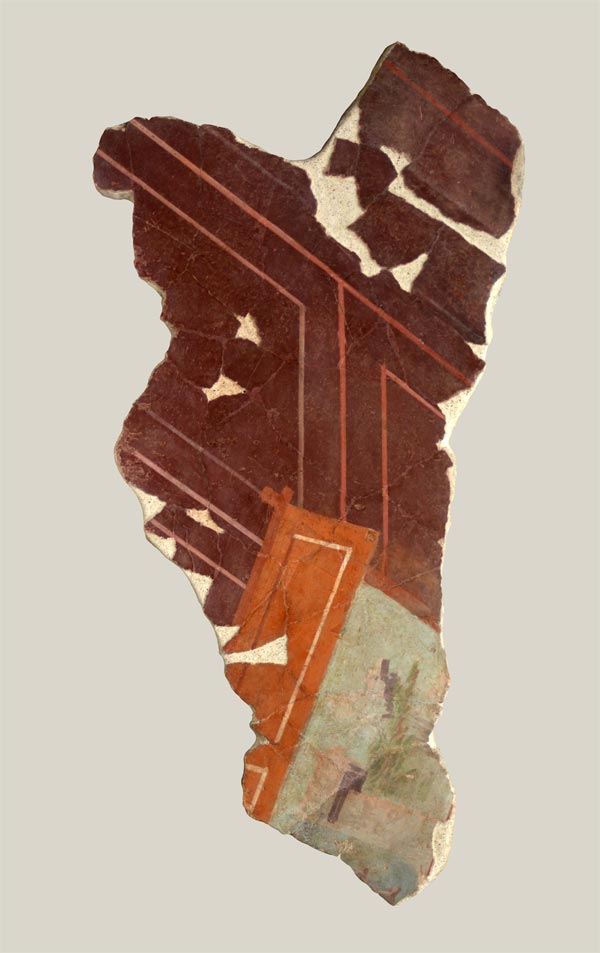 Fragment with shuttered painting and ashlar wall