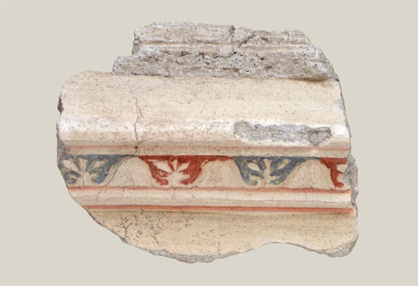 Stucco fragment with lotuses and palmettes