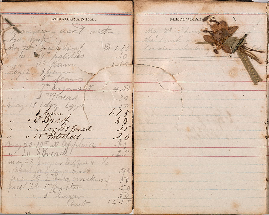 Civil War diary, both sides of a single page