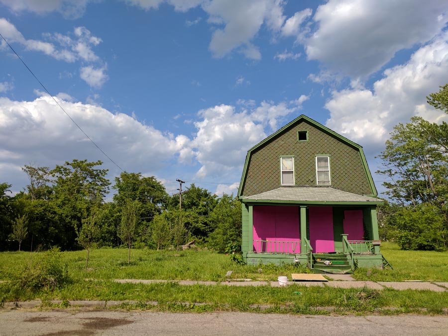 Formerly vacant home under transformation at Oakland Avenue Urban Farm