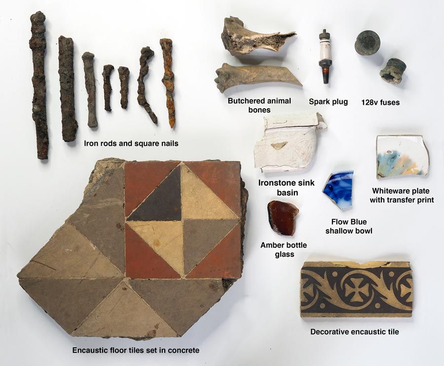 Artifacts found during excavation of soil block