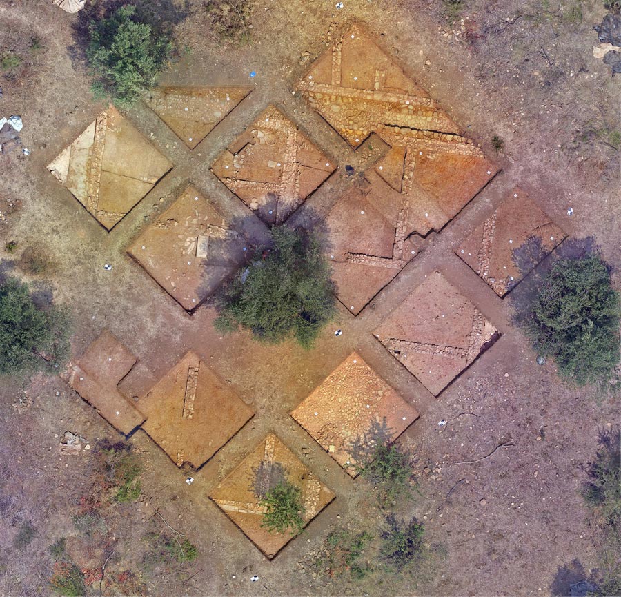 Aerial photomosaic of excavations of a house
