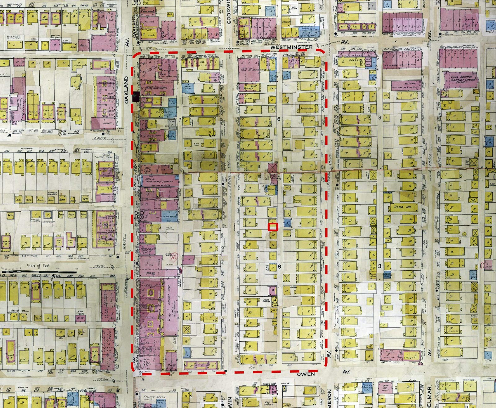 1951 Sanborn fire insurance map of North End of Detroit